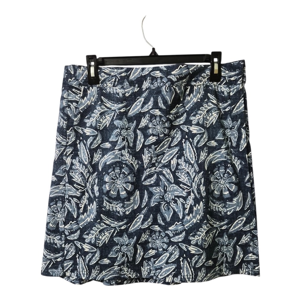 RipSkirt Hawaii Wrap Skirt Blue Floral Print EasyopenClosure Travel Beach Size M
